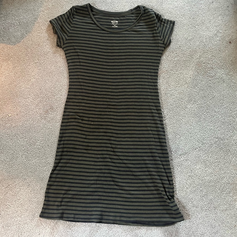 Striped Black and Green Dress